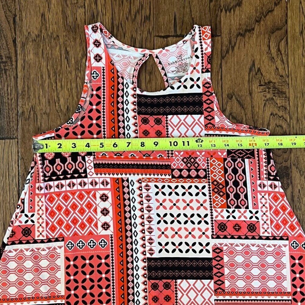 Bobbie Brooks Sleeveless Knit Dress Small Soft Casual Summer Patchwork Print S - Picture 12 of 14